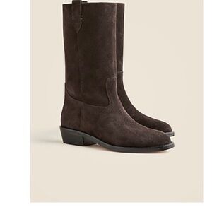 J. Crew Dark Brown Suede Western Ankle Boots
